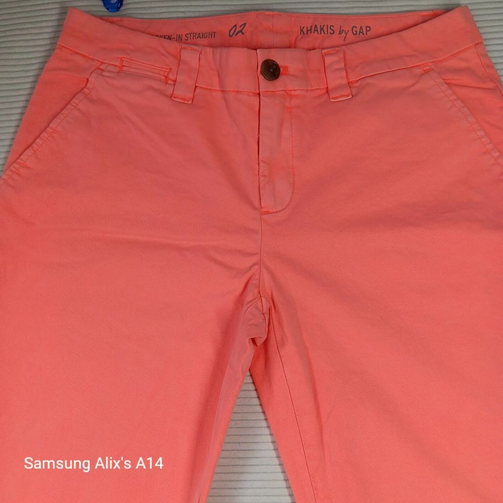 Gap Womens Pants Pink Size 2 Girlfriend‎ Chino Mid Rise Stretch Cotton Blend